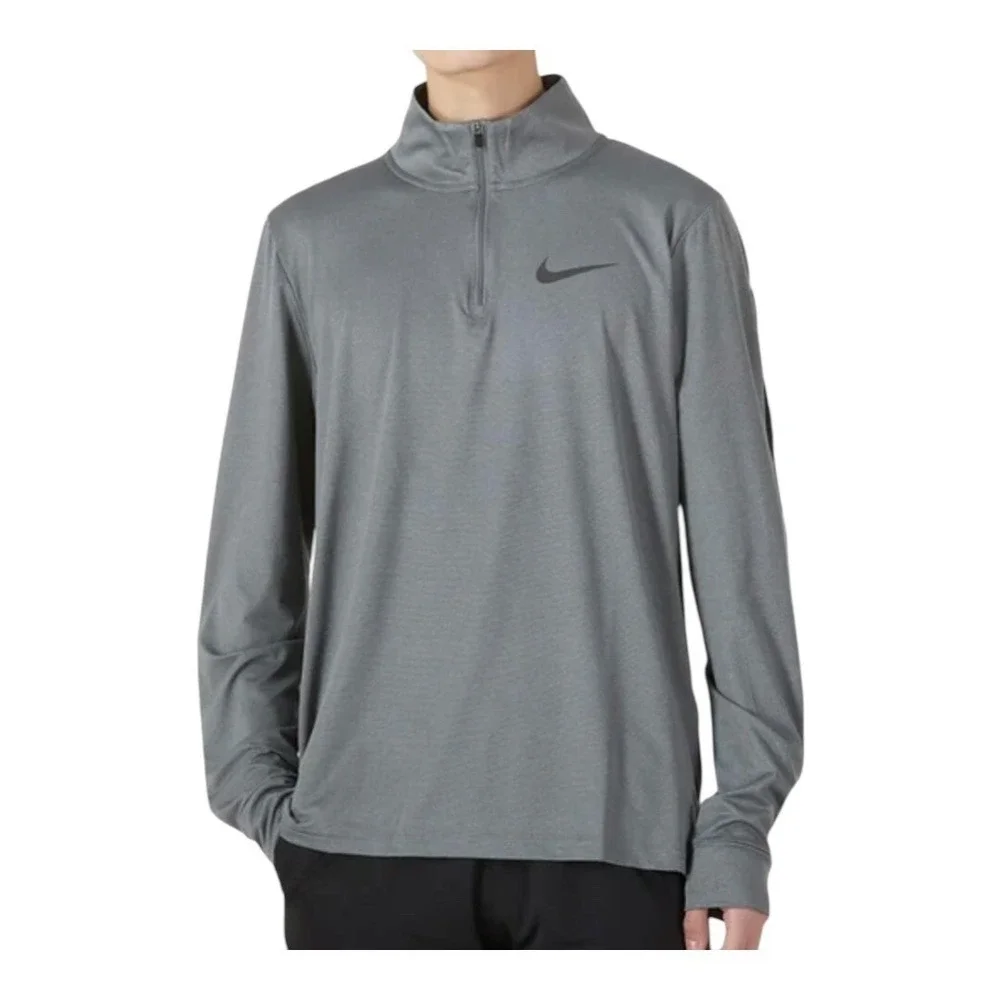 Nike Pro Dri-FIT Quarter‎ Zip Pullover Mens XL Gray Mock Neck Long Sleeve Active